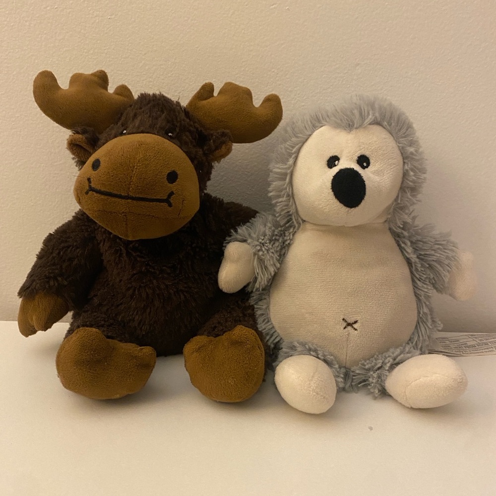 2 Junior Warmies - Hedgehog & Moose Stuffed Animals